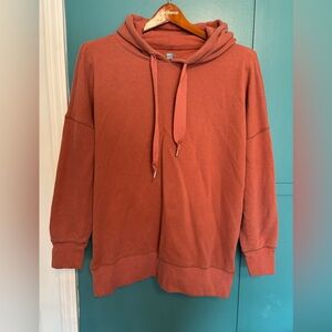 Aerie Warm Rust Hoodie W/ Zipper Accents Size Large